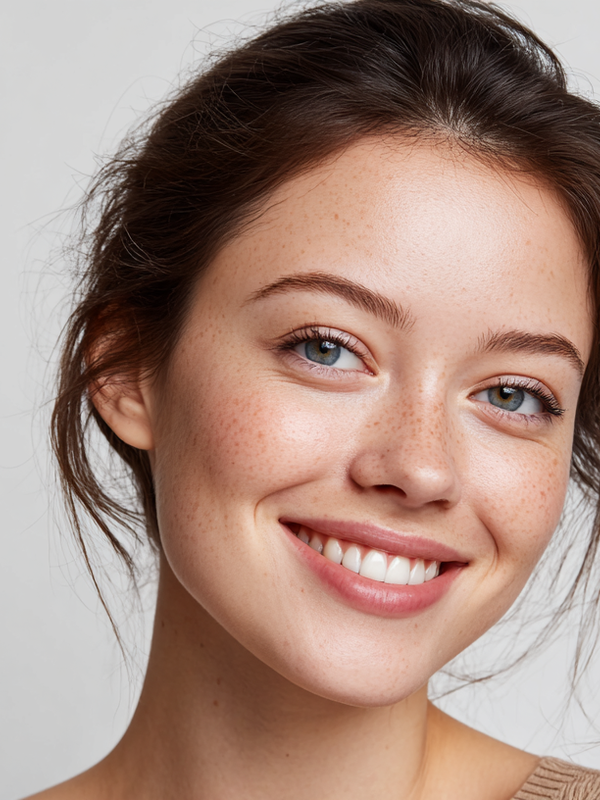 Female in 20s smiling confidently after dental crown treatment
