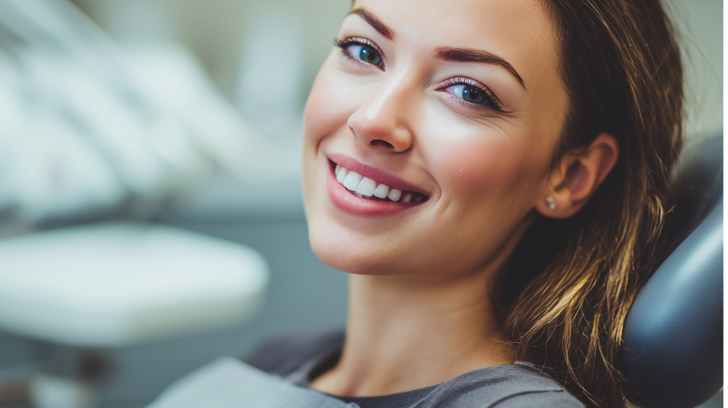 In a modern dental office, a patient is comfortably seated in a dental chair as they undergo a dental crown procedure to restore their smile.