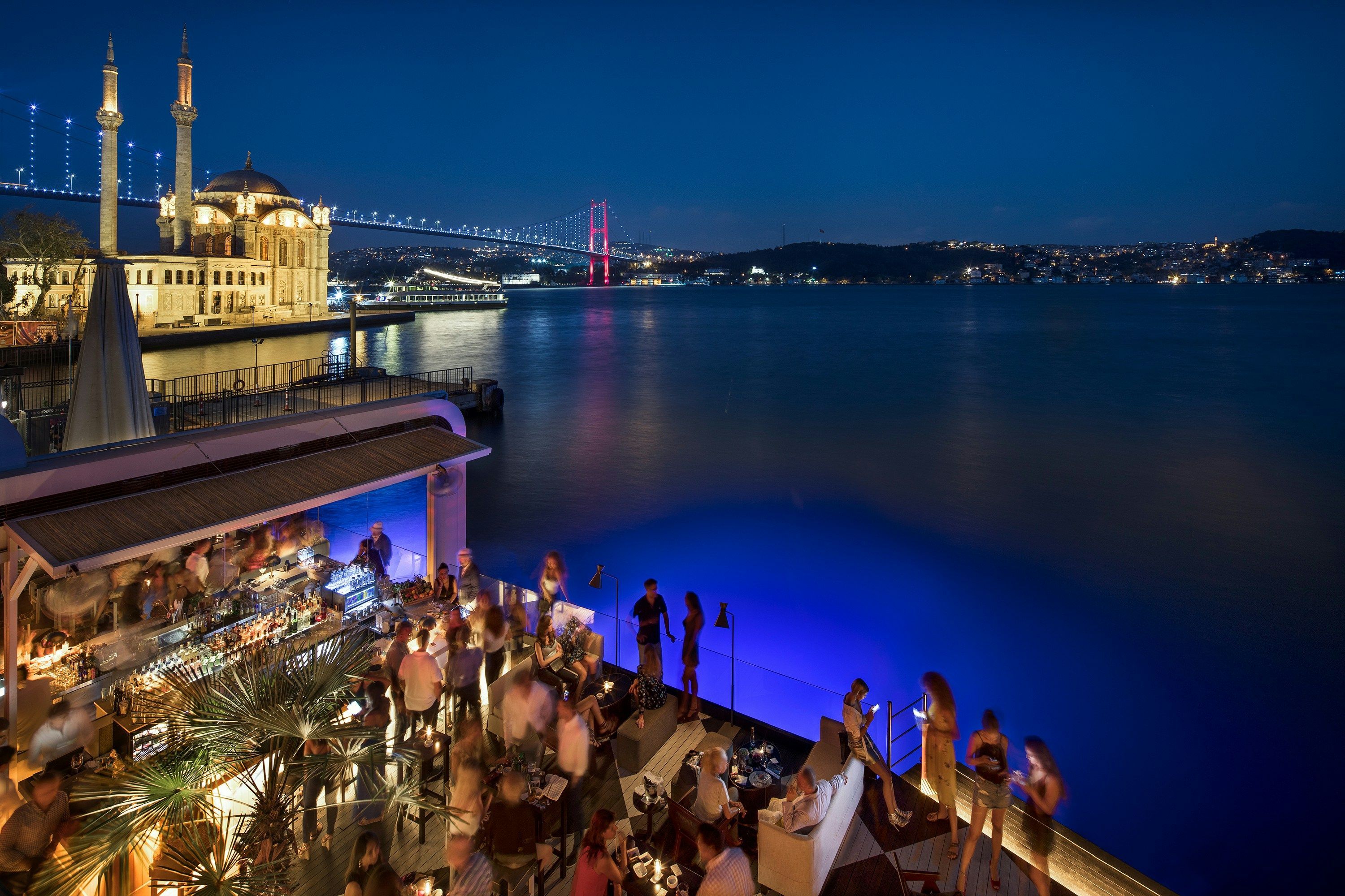 Bosphorus Bridge View From Rooftop Bar