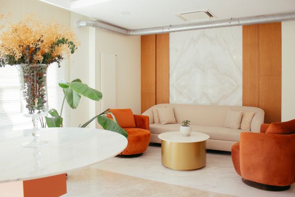 Comfortable Looking Sofas in Reception Area in Modern Dental Clinic in Istanbul