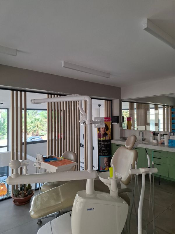 Patient Chair and Dentist tools in Modern Spacious Clinic 