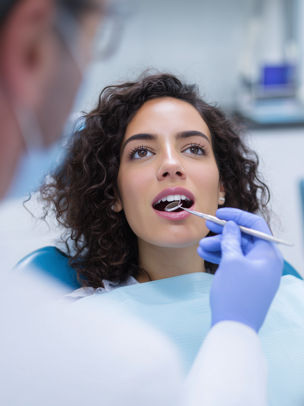 Female Dental Patient During Consultation with Dentist